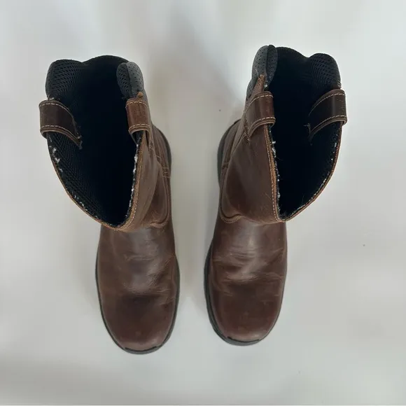 Cabelas Roughneck Ledger Wellington Work Pull On Boots Brown Leather Size 12 D