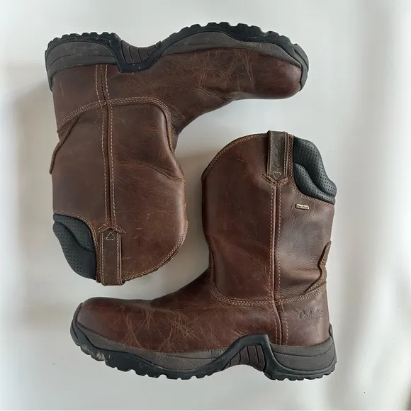 Cabelas Roughneck Ledger Wellington Work Pull On Boots Brown Leather Size 12 D