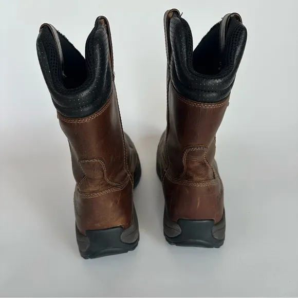 Cabelas Roughneck Ledger Wellington Work Pull On Boots Brown Leather Size 12 D