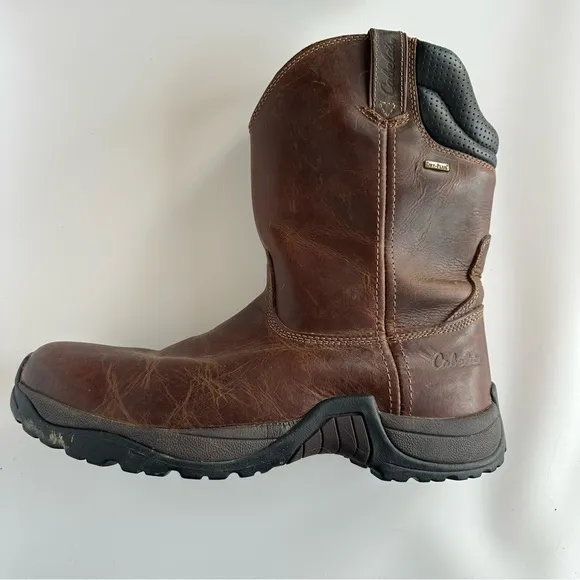 Cabelas Roughneck Ledger Wellington Work Pull On Boots Brown Leather Size 12 D