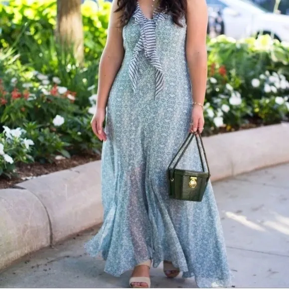 Cabi Garden Party Maxi Dress Mixed Print Ruffle Spring Sz10 Fairycore, Preppy