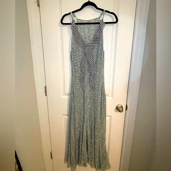 Cabi Garden Party Maxi Dress Mixed Print Ruffle Spring Sz10 Fairycore, Preppy