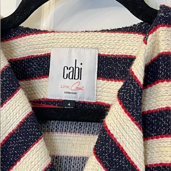 Cabi Striped Cruise Jacket Size 4 Nautical Chic Classic Summer Red White Blue
