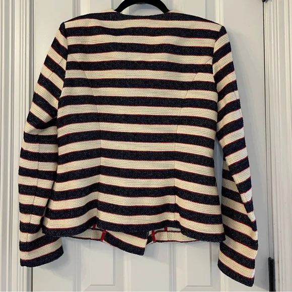 Cabi Striped Cruise Jacket Size 4 Nautical Chic Classic Summer Red White Blue