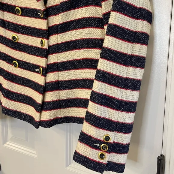 Cabi Striped Cruise Jacket Size 4 Nautical Chic Classic Summer Red White Blue