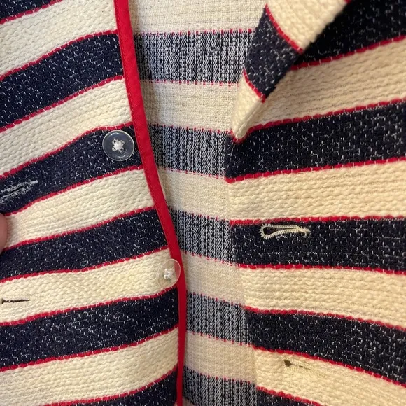 Cabi Striped Cruise Jacket Size 4 Nautical Chic Classic Summer Red White Blue