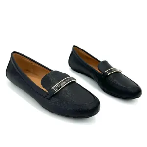 CALVIN &quot;LIRA&quot; KLEIN BLACK PEBBLED FAUX LEATHER ROUNDED TOE SLIP-ON FLAT LOAFER🆕