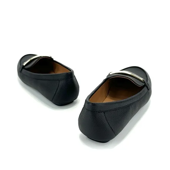 CALVIN &quot;LIRA&quot; KLEIN BLACK PEBBLED FAUX LEATHER ROUNDED TOE SLIP-ON FLAT LOAFER🆕
