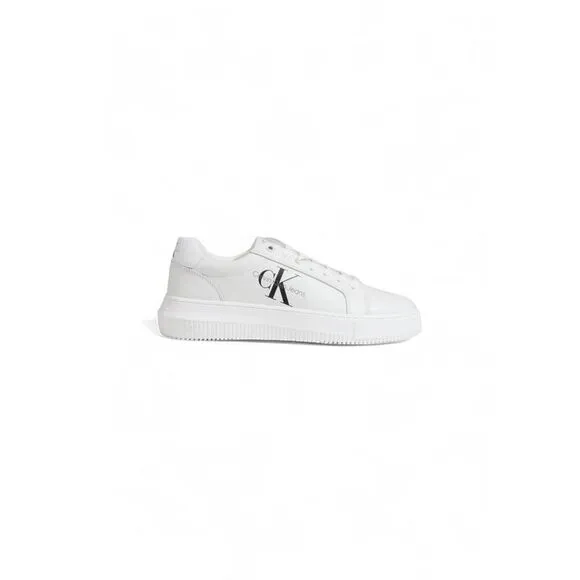 Calvin Klein White Leather Lace-Up Sneakers with Rubber Sole Men
