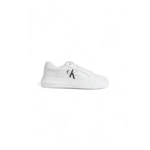 Calvin Klein White Leather Lace-Up Sneakers with Rubber Sole Men