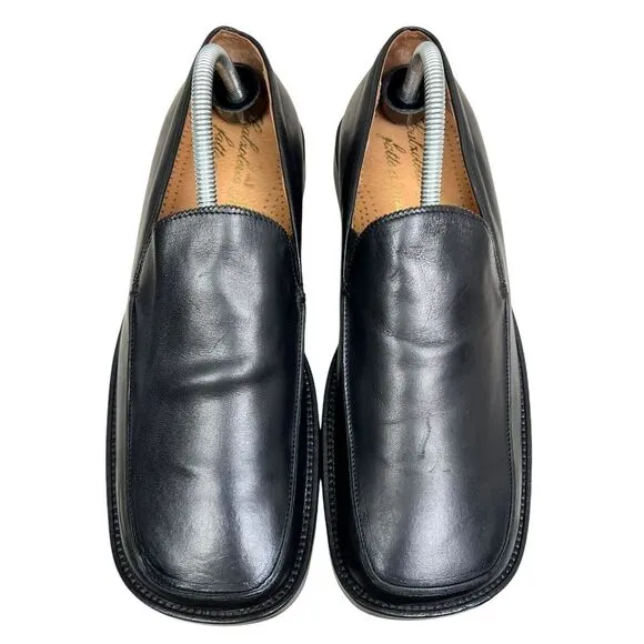 Calzoleria Herod Mens Loafers‎ Black Leather Square Toe Size EUR 42 US 9