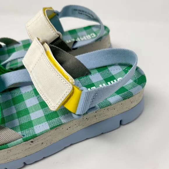 Camper Oruga Up Blue and Green Hook &amp; Loop Strap Sandals, NEW, Size 41 MSRP $155