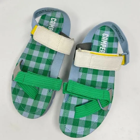 Camper Oruga Up Blue and Green Hook &amp; Loop Strap Sandals, NEW, Size 41 MSRP $155