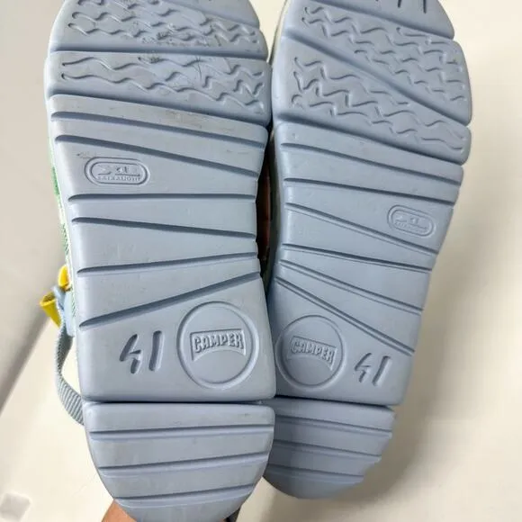 Camper Oruga Up Blue and Green Hook &amp; Loop Strap Sandals, NEW, Size 41 MSRP $155