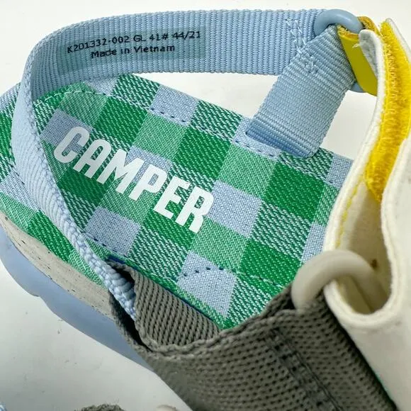 Camper Oruga Up Blue and Green Hook &amp; Loop Strap Sandals, NEW, Size 41 MSRP $155
