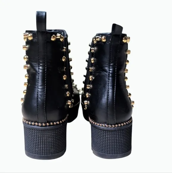 Cape Robbin Gold Spiky Punk Grunge Pull-on Black Platform Boots Women's Size 7