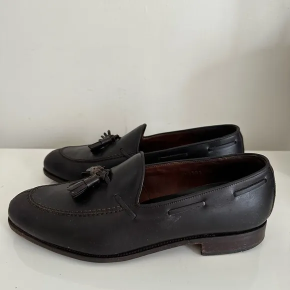 CARMINA SPLIT TOE TASSELED BLACK BROWN LEATHER LOAFERS SIZE 9