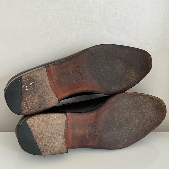 CARMINA SPLIT TOE TASSELED BLACK BROWN LEATHER LOAFERS SIZE 9