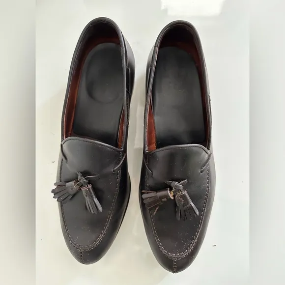 CARMINA SPLIT TOE TASSELED BLACK BROWN LEATHER LOAFERS SIZE 9
