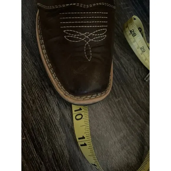 Carreta Boys Western Boots Youth Size 11 Square Toe  Pull On Embroidered Accents