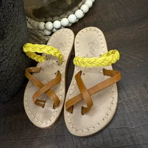 Caruso Sandali Ravello Italian Sandals Girls Sz 25 8 Gold Double Strap Flat