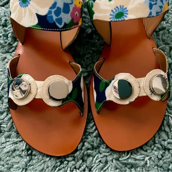 Carven Embellished Flower-Print Sandals | NIB | Size 38