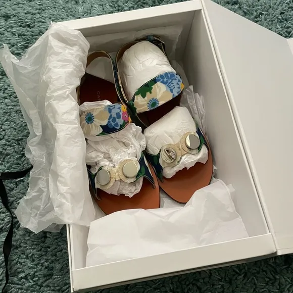 Carven Embellished Flower-Print Sandals | NIB | Size 38
