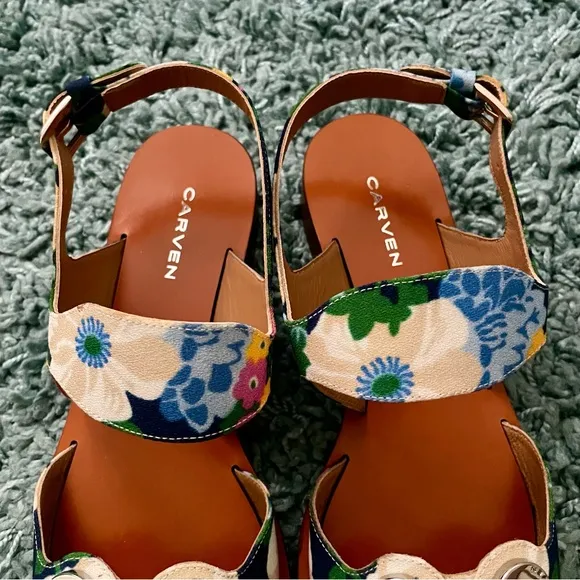 Carven Embellished Flower-Print Sandals | NIB | Size 38
