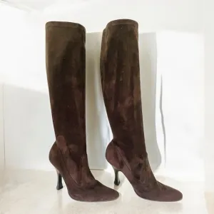 CASADEI Chocolate Suede Pull On Boots Size 6