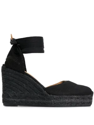 Castañer Carina Black Leather Espadrilles