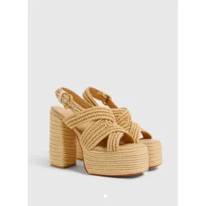 Castaner Espadrille Platform Sandals Woven Raffia Heels Summer Size 39