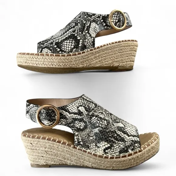 Catherine Malandrino Black &amp; Gray Python Cirkly Espadrille Wedges Size 10 New