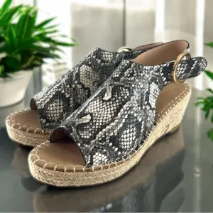 Catherine Malandrino Black &amp; Gray Python Cirkly Espadrille Wedges Size 10 New
