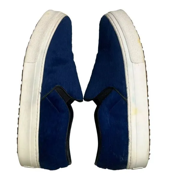Celine Paris Blue Pony Hair Slip On Sneakers Flats Women’s Size IT37.5 US 7.5