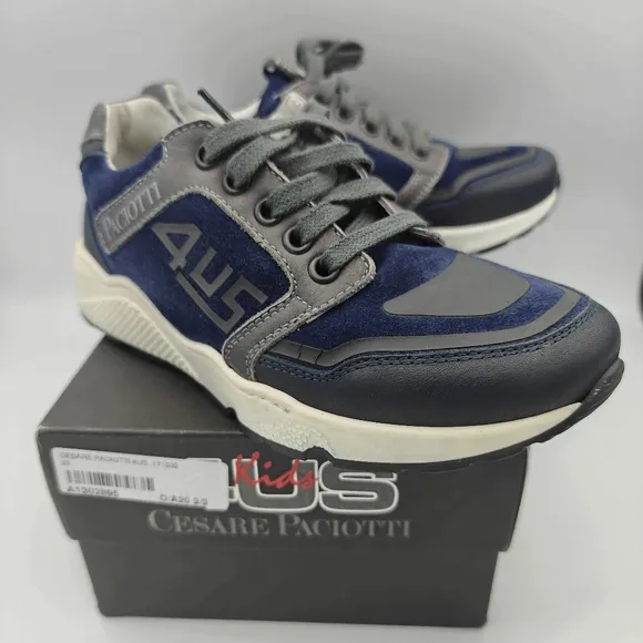CESARE PACIOTTI 1.5 US 33EU Trainers Leather Suede Italy 4US Boys Navy Blue $175