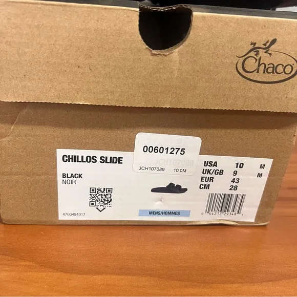 Chaco Men’s Chillos Black Slide Adjustable Sandals Size 10 NIB