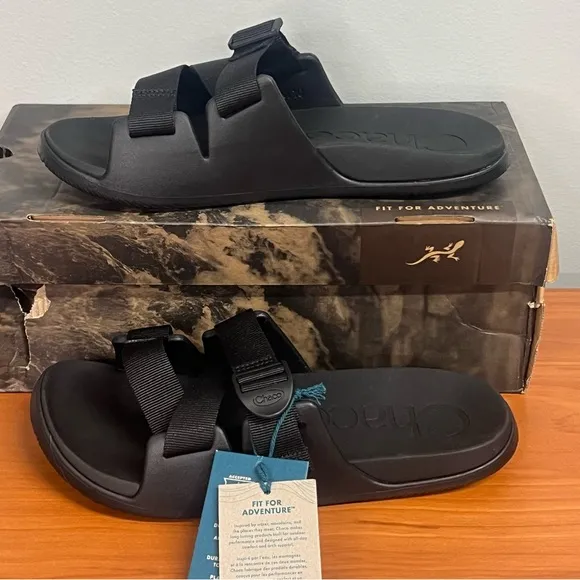 Chaco Men’s Chillos Black Slide Adjustable Sandals Size 10 NIB