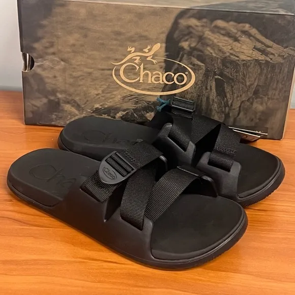 Chaco Men’s Chillos Black Slide Adjustable Sandals Size 10 NIB