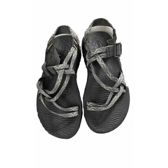 Chaco Skinny Strap Sandals Size 10 Gray Yellow Retail $105 EUC