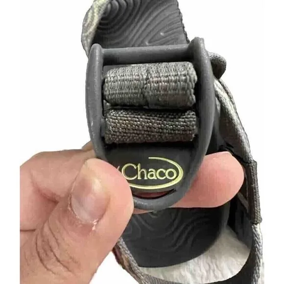 Chaco Skinny Strap Sandals Size 10 Gray Yellow Retail $105 EUC