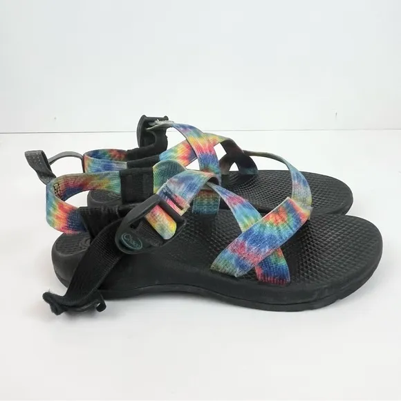 Chaco Z Boulder 2 Sandal Tie Dye Rainbow Black Adjustable Sandals Kids Size 3