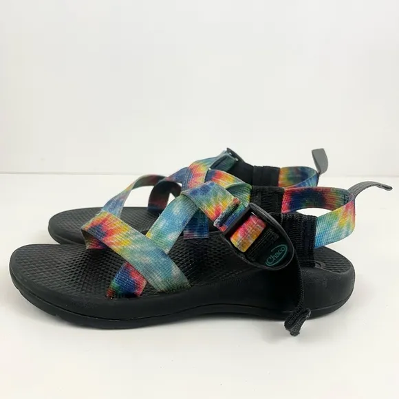 Chaco Z Boulder 2 Sandal Tie Dye Rainbow Black Adjustable Sandals Kids Size 3