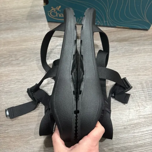 Chaco ZCloud Solid Black Noir Adjustable Strap Sandals