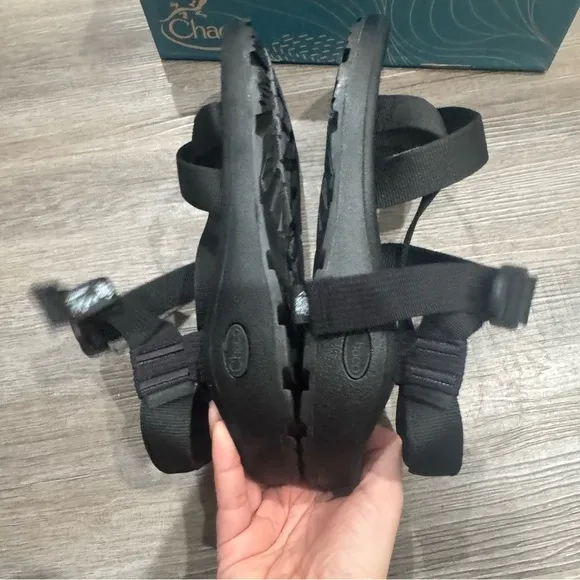 Chaco ZCloud Solid Black Noir Adjustable Strap Sandals