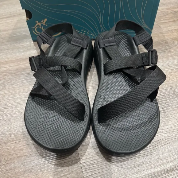 Chaco ZCloud Solid Black Noir Adjustable Strap Sandals