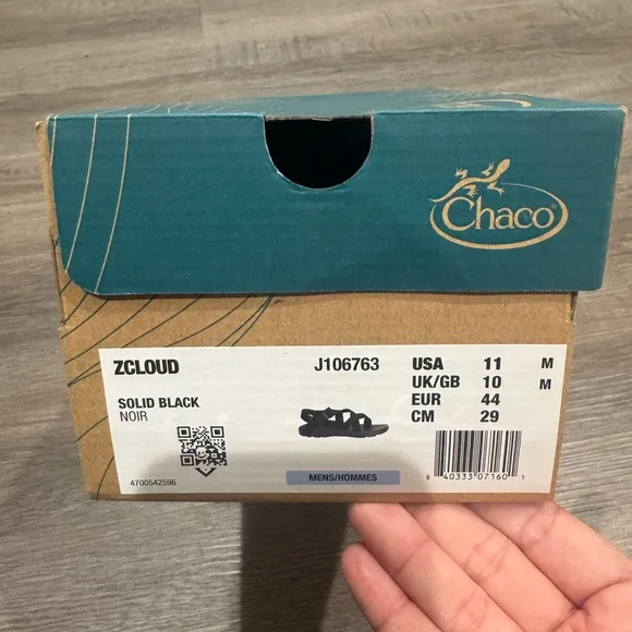 Chaco ZCloud Solid Black Noir Adjustable Strap Sandals