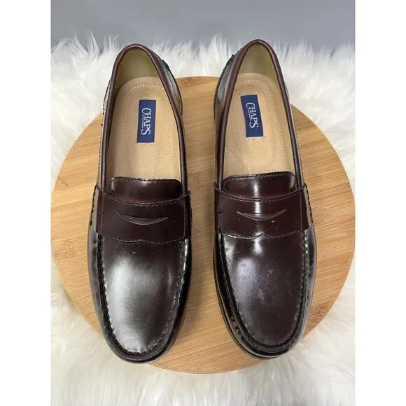 Chaps Penny Loafers Mens 96-8328 Size: 11.5M Burgundy Leather Casual Business