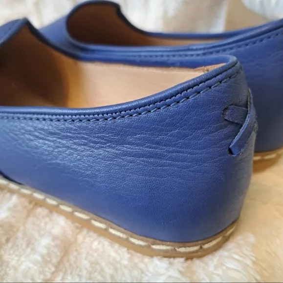 Charix Cobalt Blue Leather Loafers Flats Slip-On Comfort Casual Shoes Womens 8.5