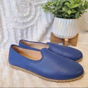 Charix Cobalt Blue Leather Loafers Flats Slip-On Comfort Casual Shoes Womens 8.5