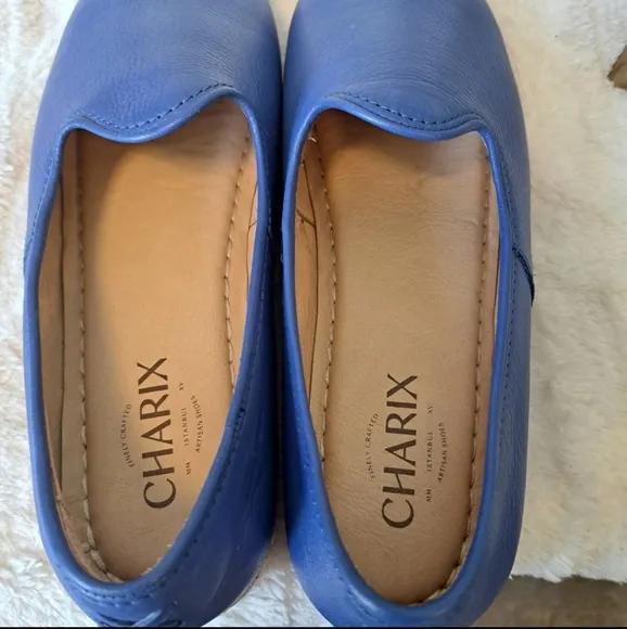 Charix Cobalt Blue Leather Loafers Flats Slip-On Comfort Casual Shoes Womens 8.5